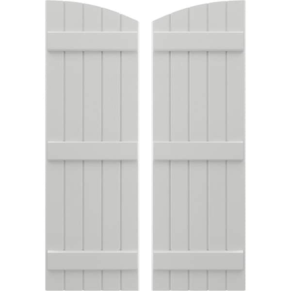 Ekena Millwork Americraft 5-Board (3 Batten) Wood Joined Board-n-Batten Shutters w/Ellipt Top, ARW401BE518X77STH, PR ARW401BE518X77STH - main